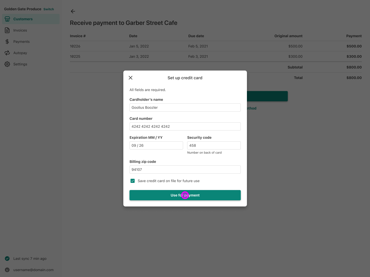 How to manually charge a customer's credit card Wholesail Help